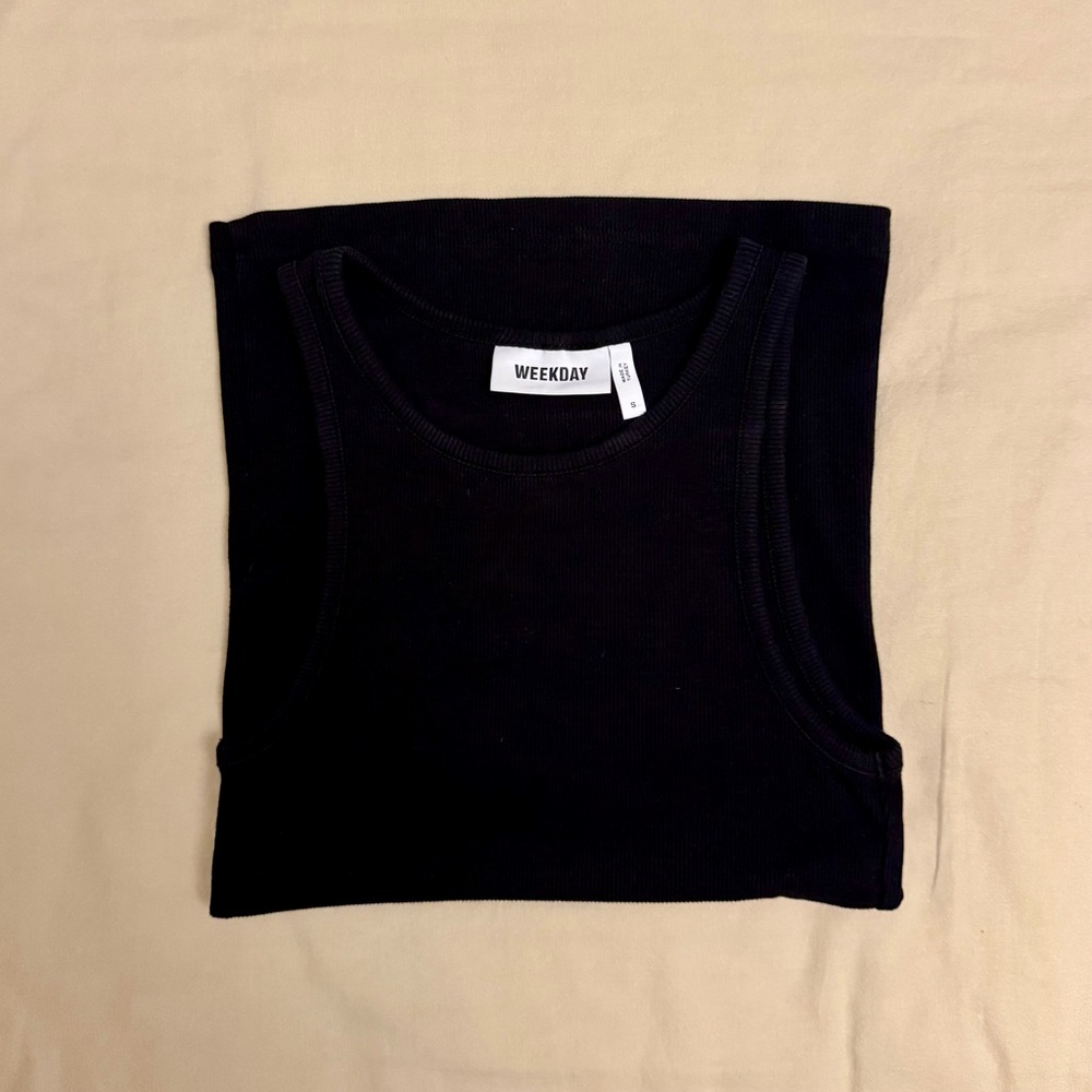 NWOT Weekday Stella organic ribbed tanks - black & white - Picture 3 of 4